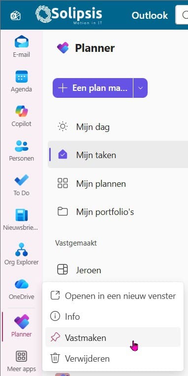 Planner staat nu direct in Outlook