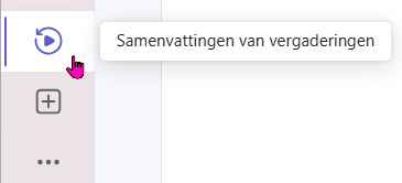 De app Samenvatting van vergadering in de linkerbalk van Teams.